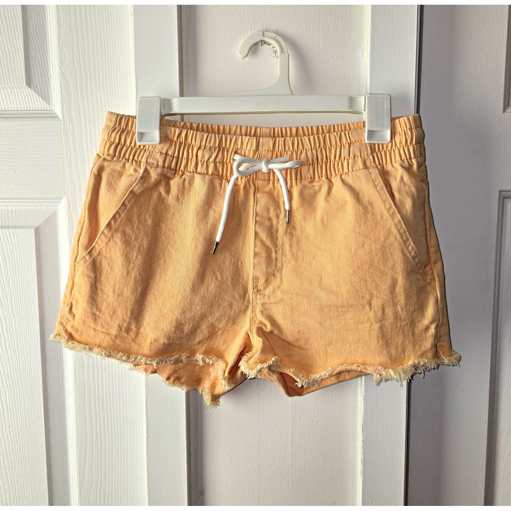 Celebrity Pink Women's Beige Denim Cut Off Shorts S Elastic Waist Drawstring